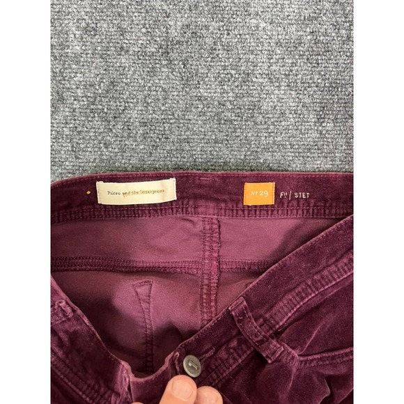Pilcro The Letterpress Stet Velvet Skinny Stretch Pants Maroon Size 29 - Picture 2 of 9